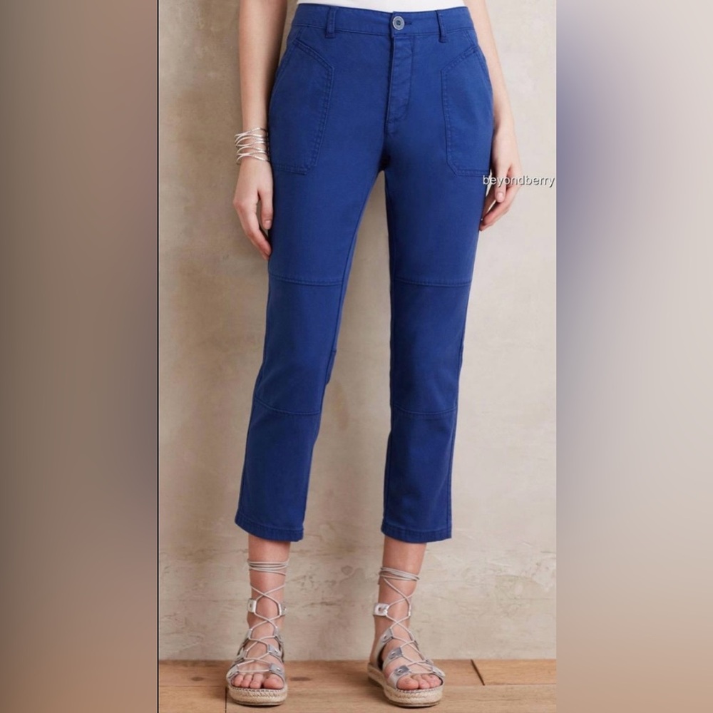 Anthropologie • Women’s Billie Blue Cropped Trousers By Hei Hei Size 28 EUC